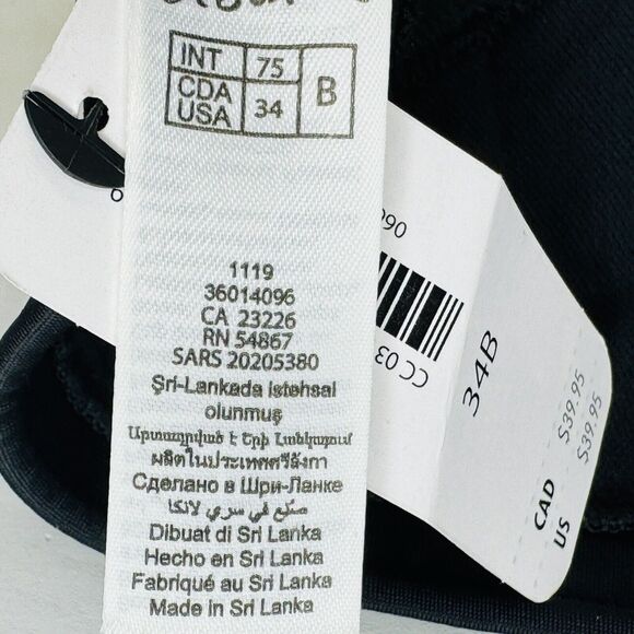 La Senza Swim Suit Bikini Top Push Up Black 34B Wide Adjustable Strap NEW w/Tags - Picture 11 of 15